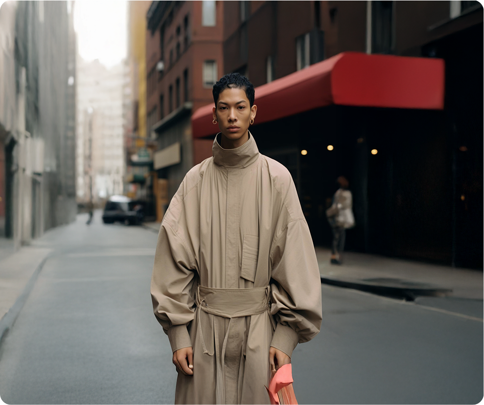 Person in beige coat